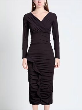 NWT Chiara Boni Amalia Ruched Midi Dress Boysenberry Sz 40 US 4